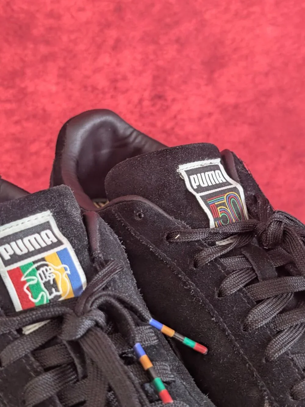 PUMA Suede PWR Thru Peace America Black with Rainbow Accent Fist